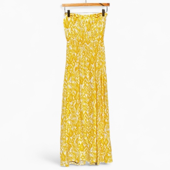 EUC Jessica Simpson Womens Strapless Yellow Dress Size Med Boho Summer Vacay - Picture 1 of 7